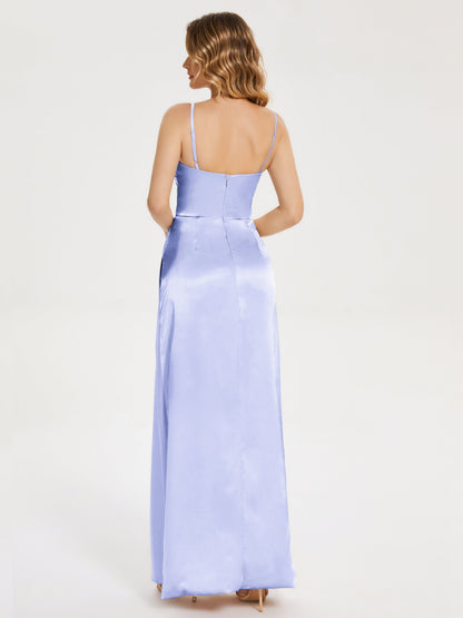 Aniyah Side Slit Sheath Soft Satin Bridesmaid Dress