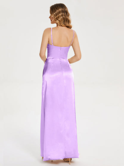 Aniyah Side Slit Sheath Soft Satin Bridesmaid Dress