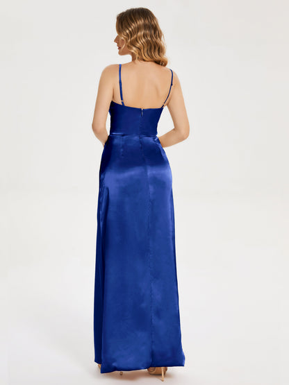 Aniyah Side Slit Sheath Soft Satin Bridesmaid Dress