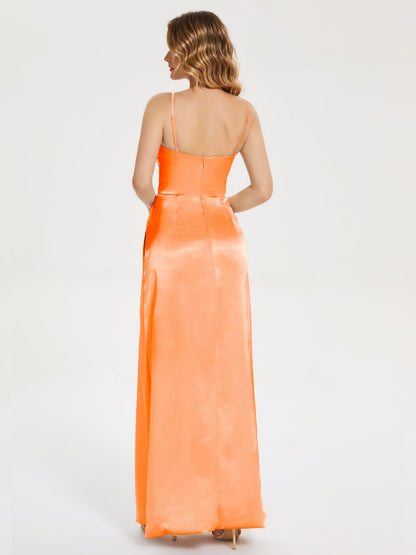 Aniyah Side Slit Sheath Soft Satin Bridesmaid Dress