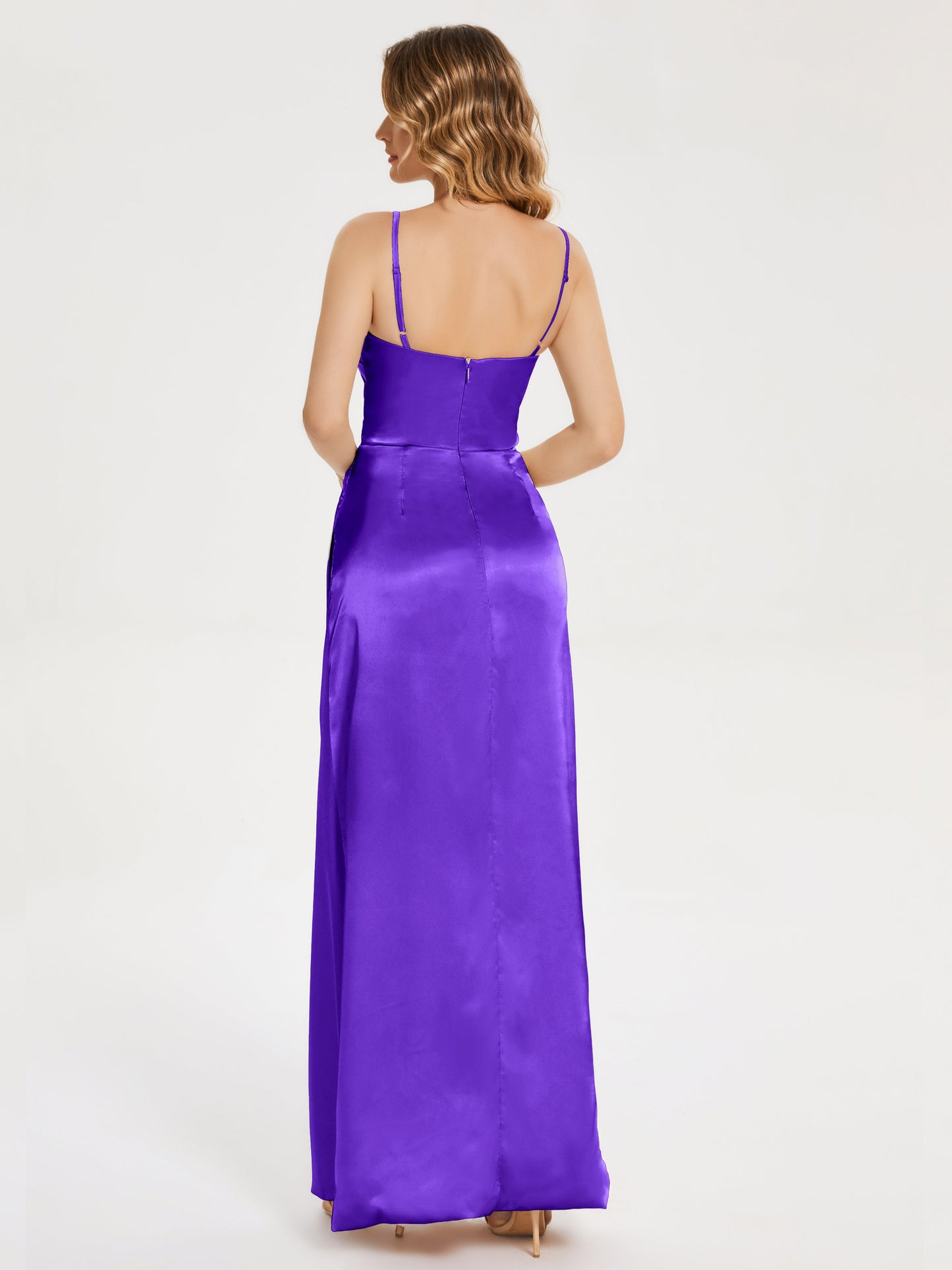 Aniyah Side Slit Sheath Soft Satin Bridesmaid Dress
