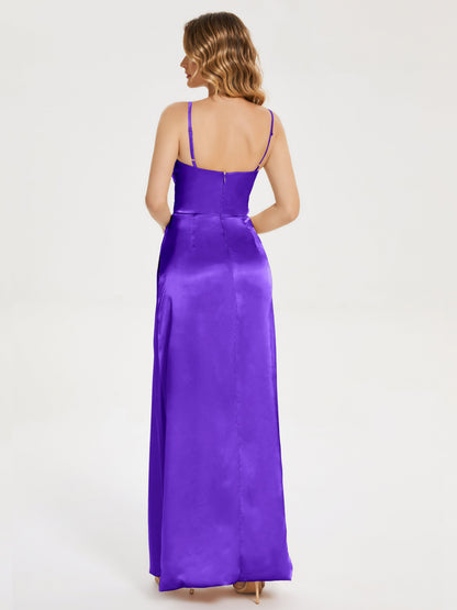 Aniyah Side Slit Sheath Soft Satin Bridesmaid Dress