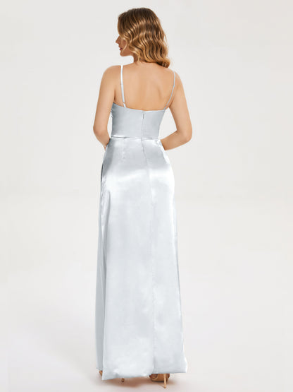 Aniyah Side Slit Sheath Soft Satin Bridesmaid Dress