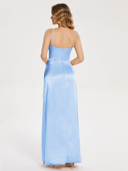 Aniyah Side Slit Sheath Soft Satin Bridesmaid Dress