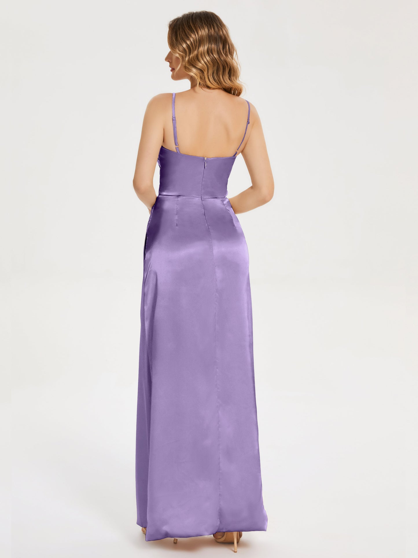Aniyah Side Slit Sheath Soft Satin Bridesmaid Dress