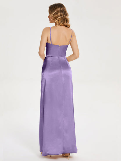 Aniyah Side Slit Sheath Soft Satin Bridesmaid Dress