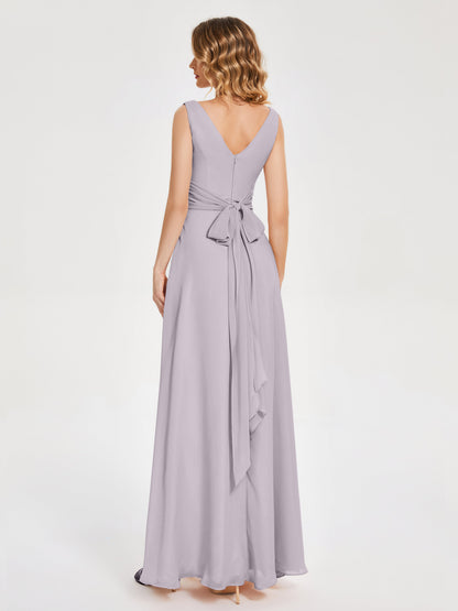 Lucille Simple V-neck Bridesmaid Dress with Pockets