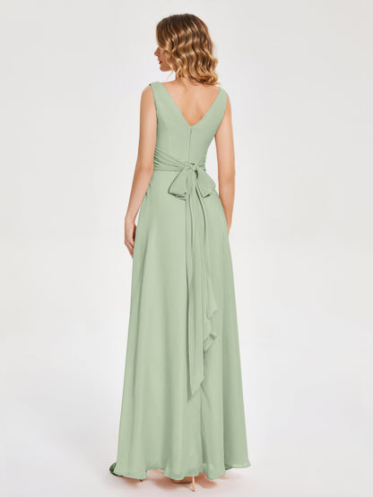 Lucille Simple V-neck Bridesmaid Dress with Pockets