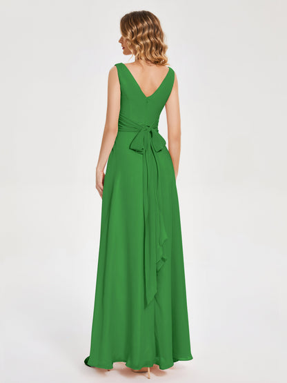 Lucille Simple V-neck Bridesmaid Dress with Pockets