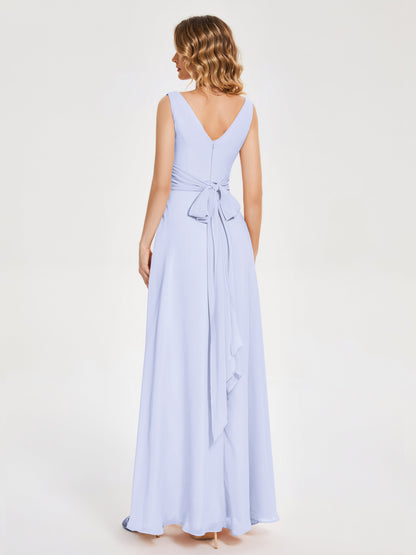 Lucille Simple V-neck Bridesmaid Dress with Pockets