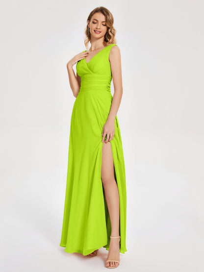Lucille Simple V-neck Bridesmaid Dress with Pockets