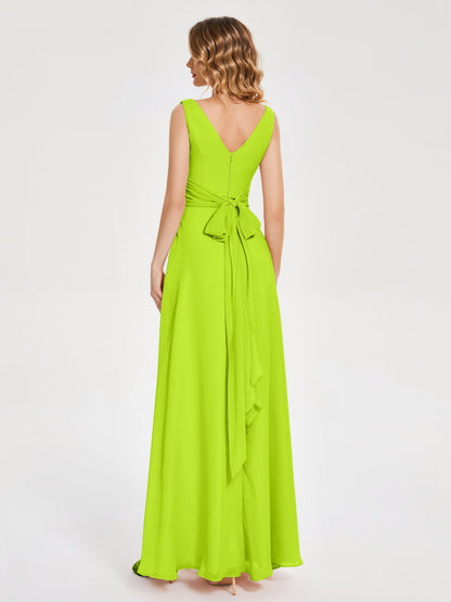 Lucille Simple V-neck Bridesmaid Dress with Pockets