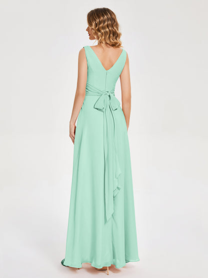 Lucille Simple V-neck Bridesmaid Dress with Pockets