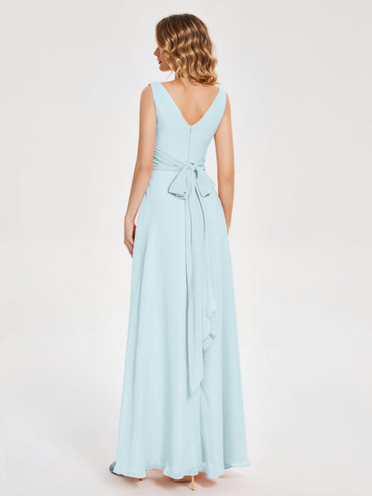 Lucille Simple V-neck Bridesmaid Dress with Pockets