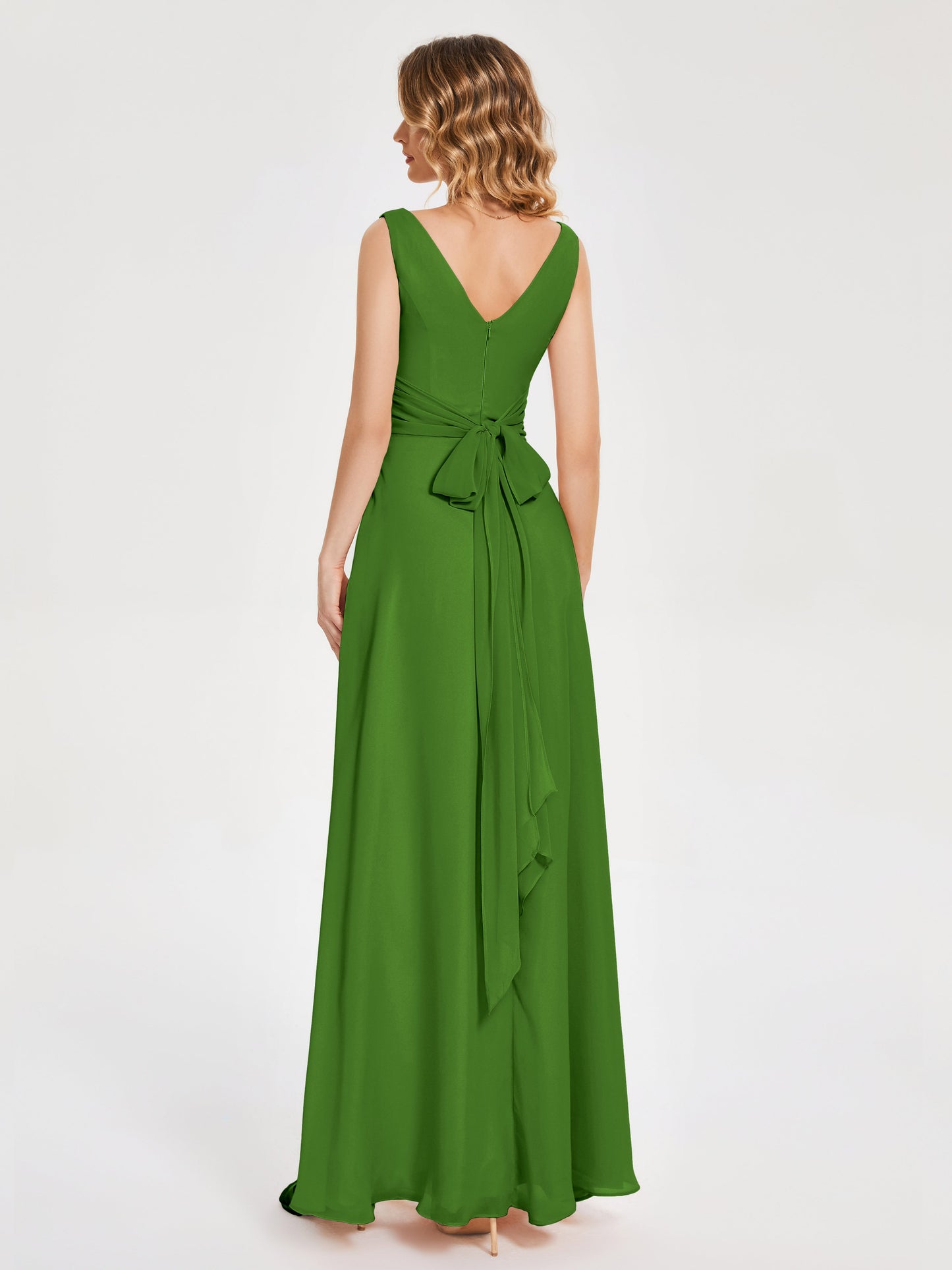 Lucille Simple V-neck Bridesmaid Dress with Pockets