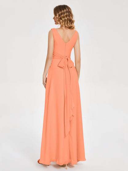 Lucille Simple V-neck Bridesmaid Dress with Pockets