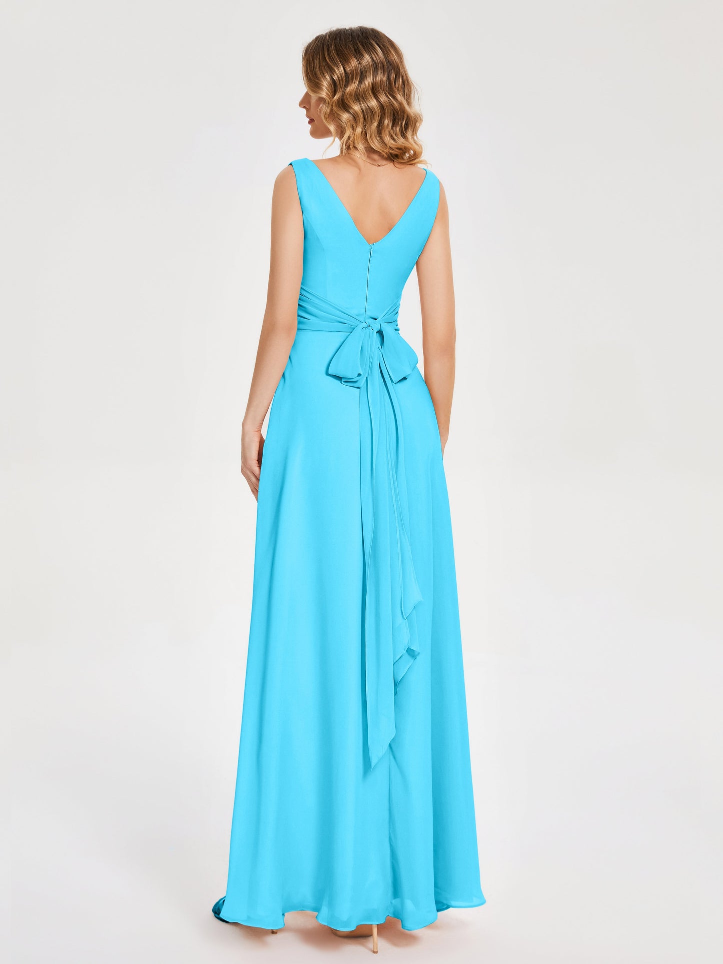 Lucille Simple V-neck Bridesmaid Dress with Pockets