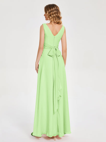 Lucille Simple V-neck Bridesmaid Dress with Pockets