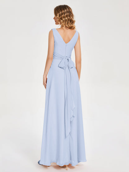 Lucille Simple V-neck Bridesmaid Dress with Pockets
