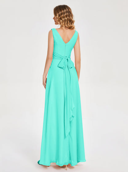 Lucille Simple V-neck Bridesmaid Dress with Pockets