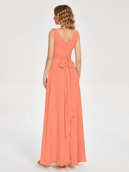 Lucille Simple V-neck Bridesmaid Dress with Pockets