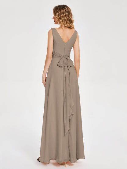 Lucille Simple V-neck Bridesmaid Dress with Pockets