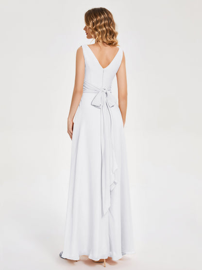Lucille Simple V-neck Bridesmaid Dress with Pockets