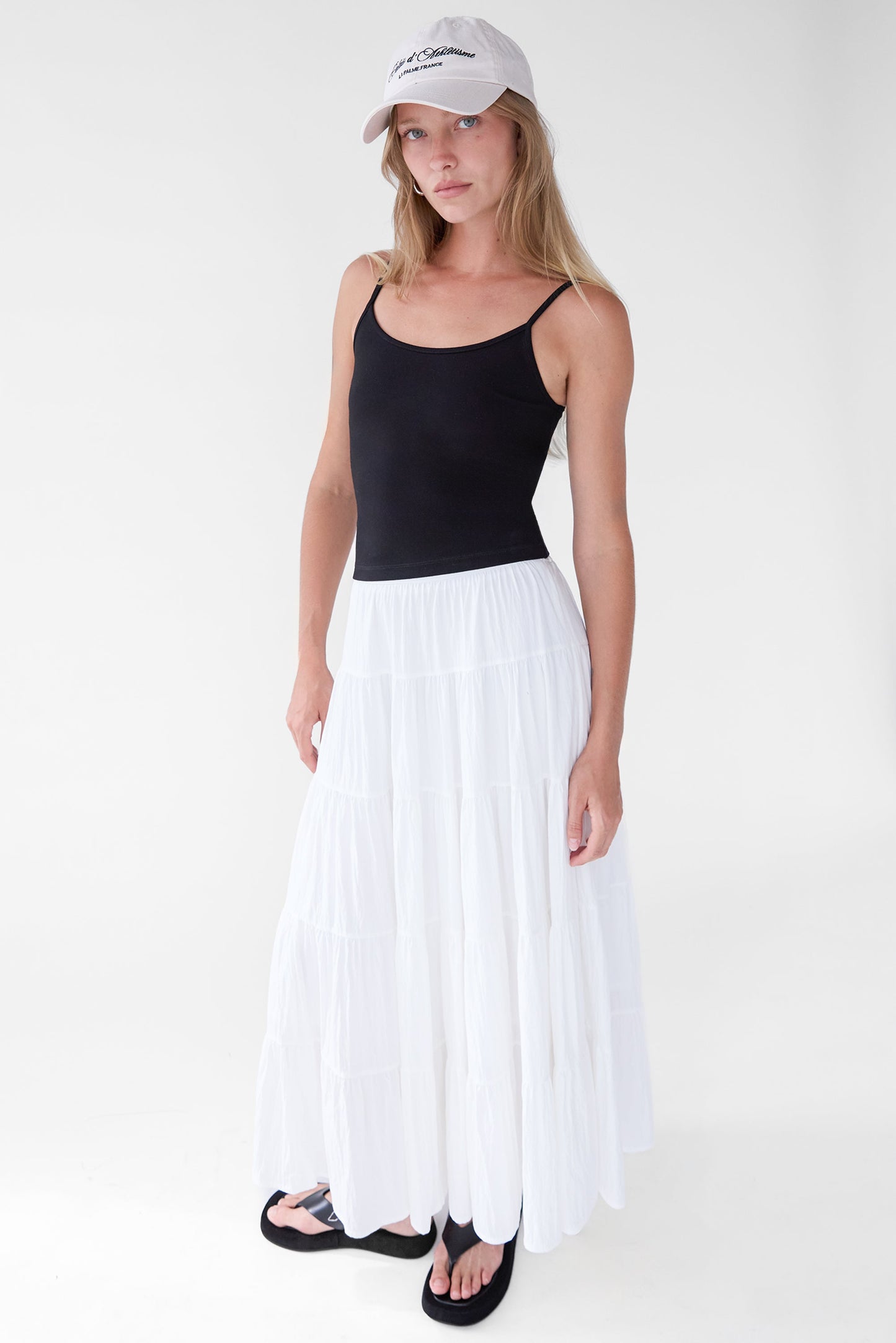 TIERED SKIRT WITH ELASTIC WAISTBAND