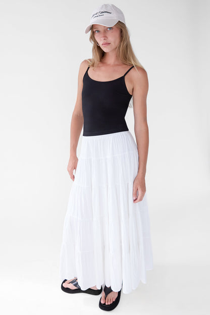 TIERED SKIRT WITH ELASTIC WAISTBAND