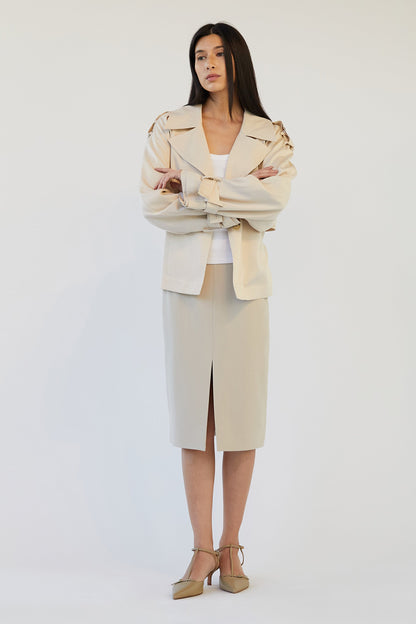 MIDI SUITING SKIRT WITH FRONT SLIT