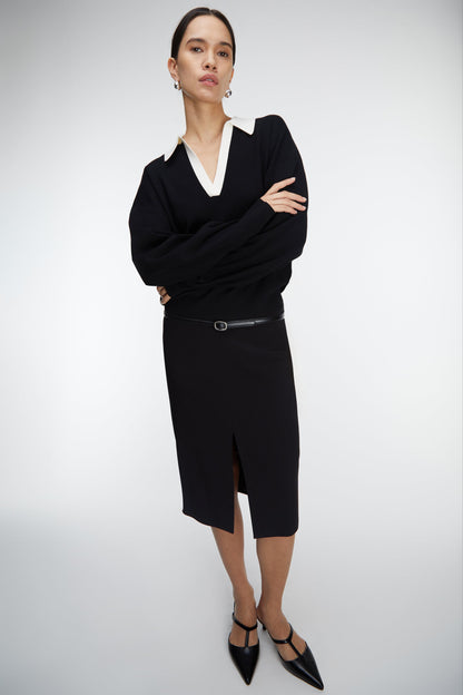 MIDI SUITING SKIRT WITH FRONT SLIT