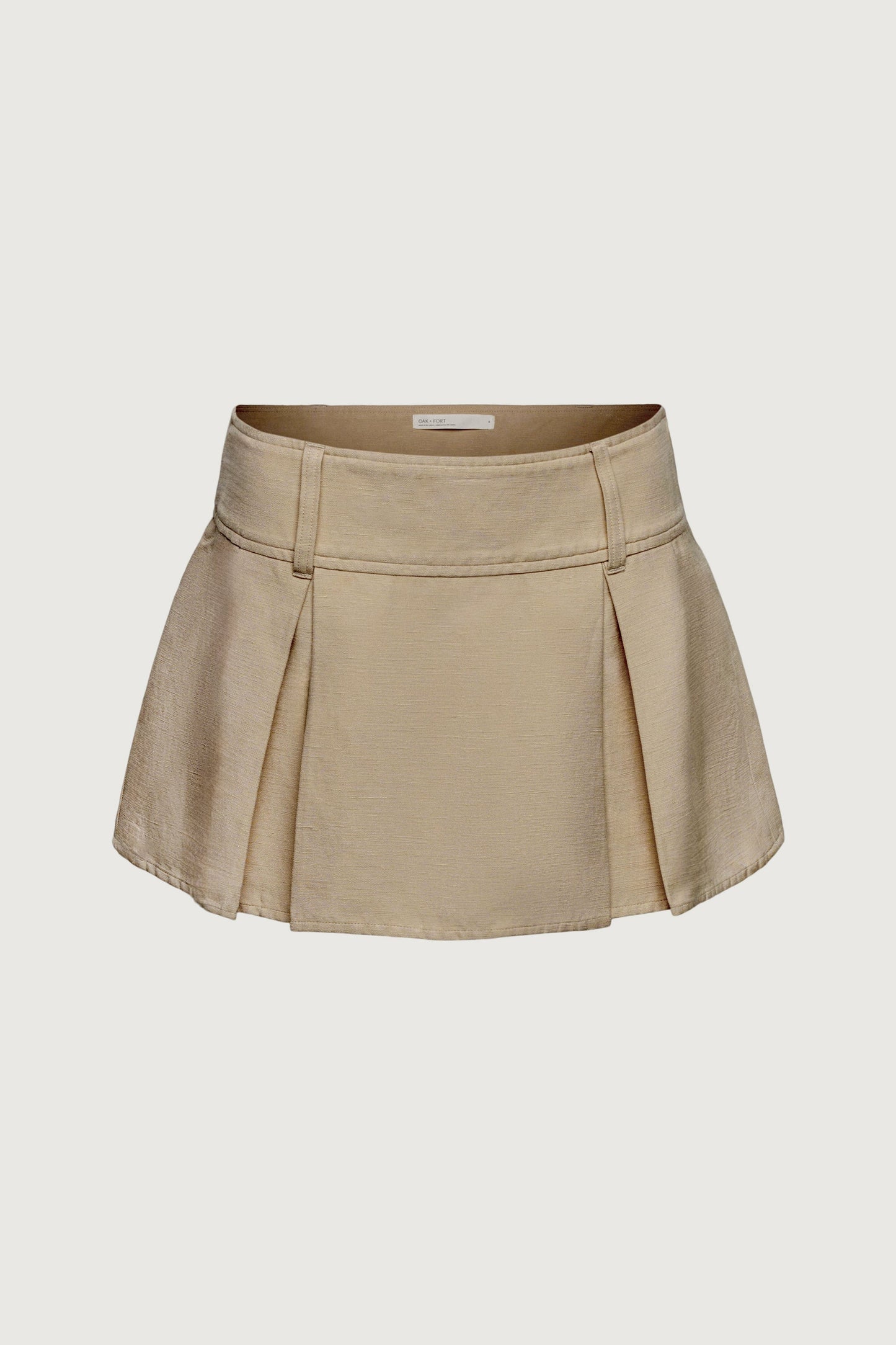 LINEN BLEND PLEATED MINI SKIRT