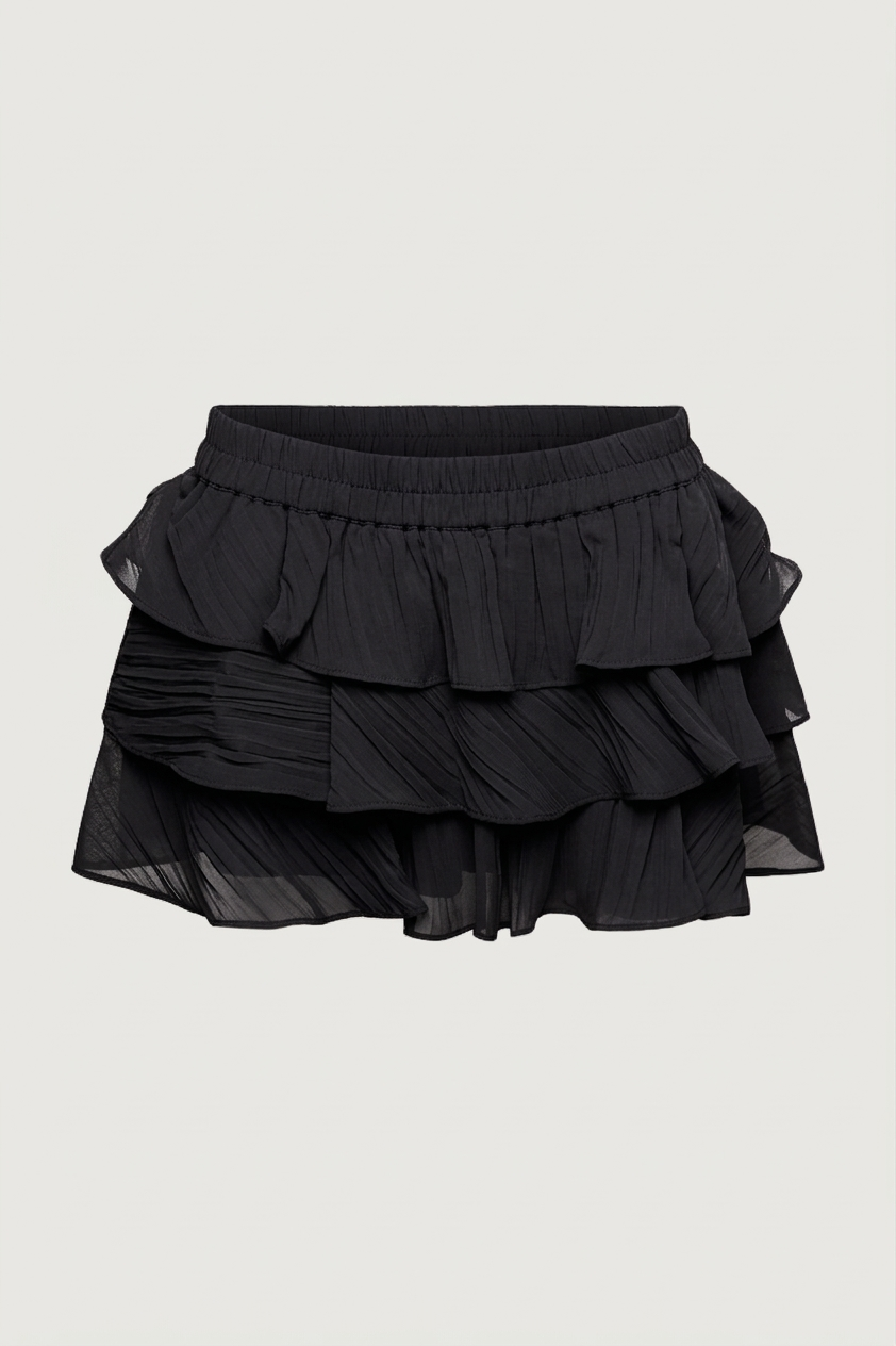 RUFFLED TIERED CHIFFON MINI SKORT