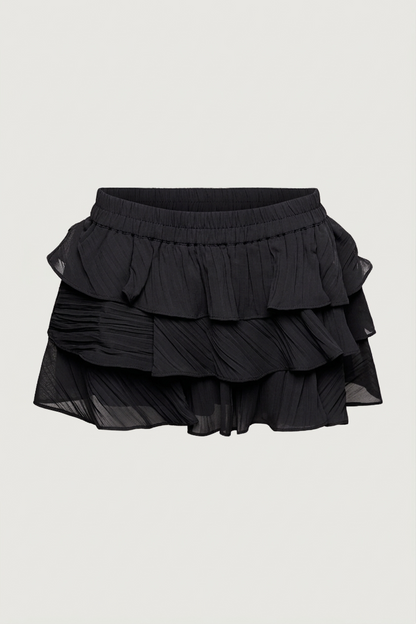 RUFFLED TIERED CHIFFON MINI SKORT