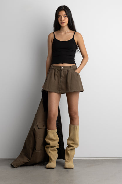 MINI CANVAS PLEATED SKORT