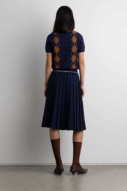 EXPOSED WAIST PLEATED MIDI SKIRT
