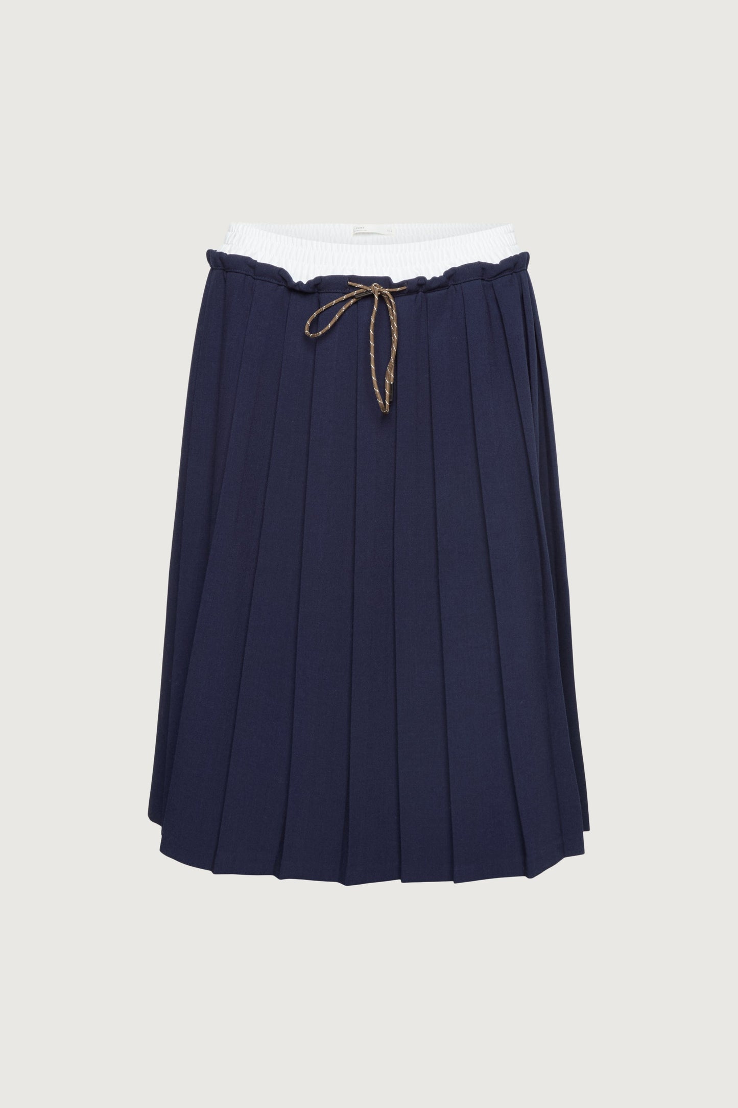 EXPOSED WAIST PLEATED MIDI SKIRT