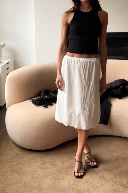 BUBBLE HEM MIDI SKIRT WITH DRAWSTRING