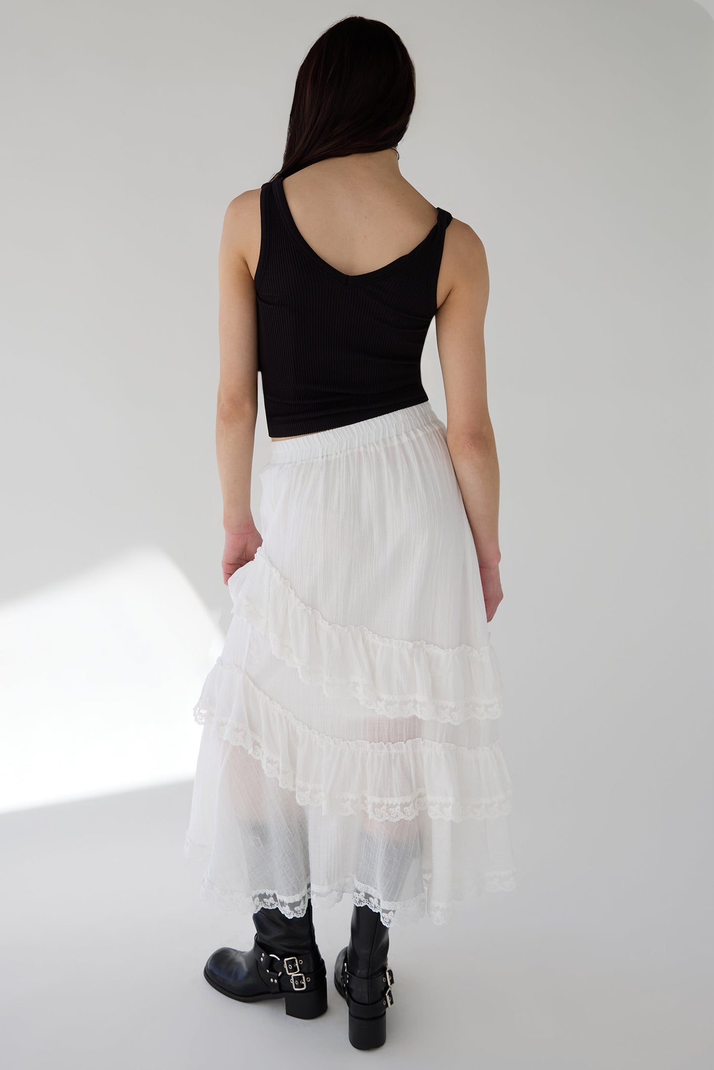 LACE TIERED MAXI SKIRT