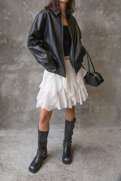 RUFFLE LACE MINI SKIRT