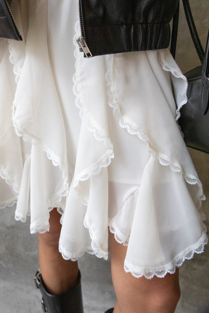 RUFFLE LACE MINI SKIRT