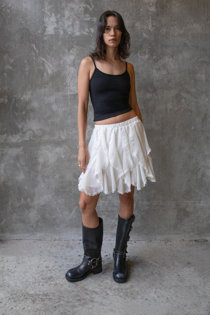RUFFLE LACE MINI SKIRT