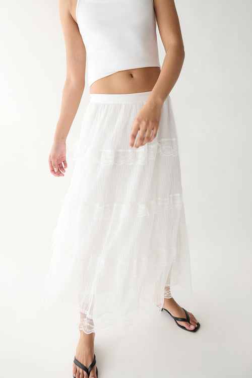 TIERED RUFFLE MAXI SKIRT