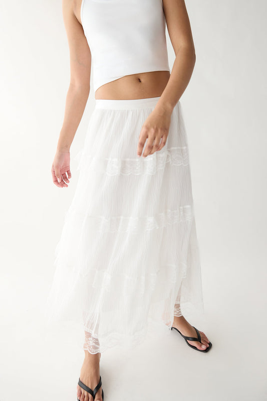 TIERED RUFFLE MAXI SKIRT