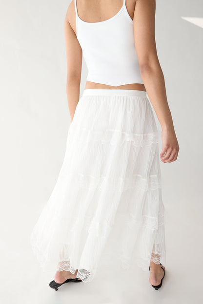 TIERED RUFFLE MAXI SKIRT
