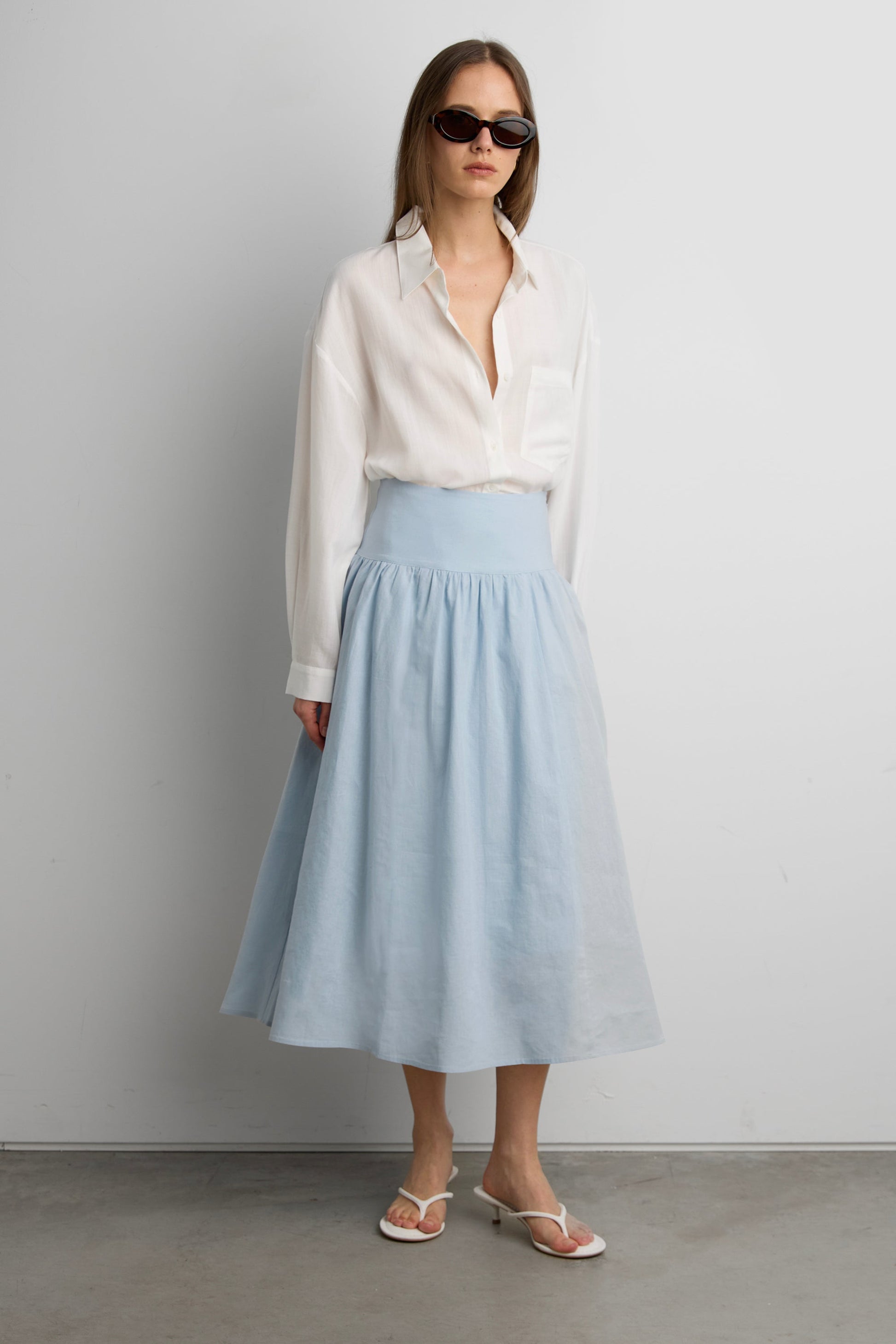 LINEN MIDI SKIRT