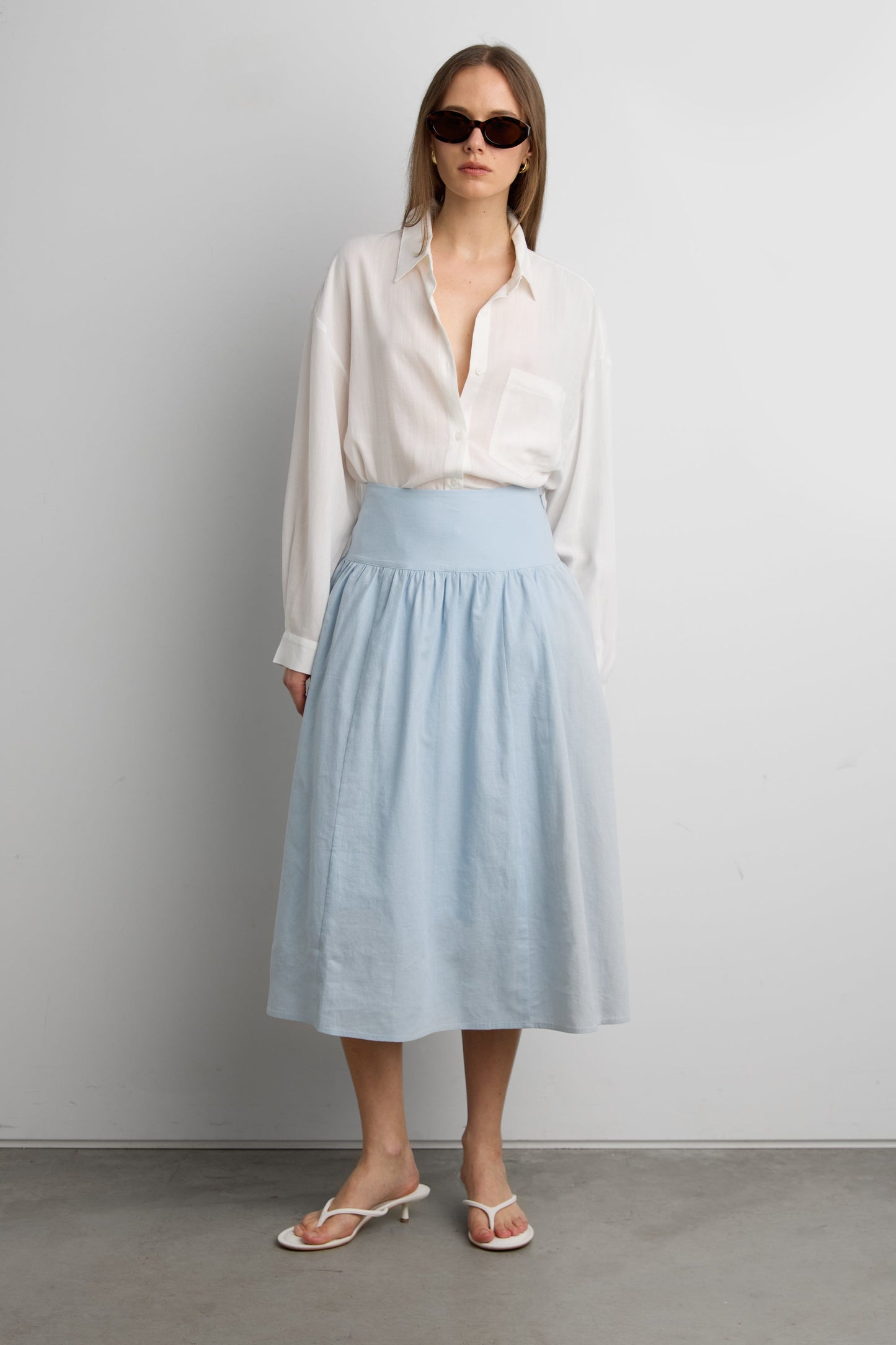 LINEN MIDI SKIRT
