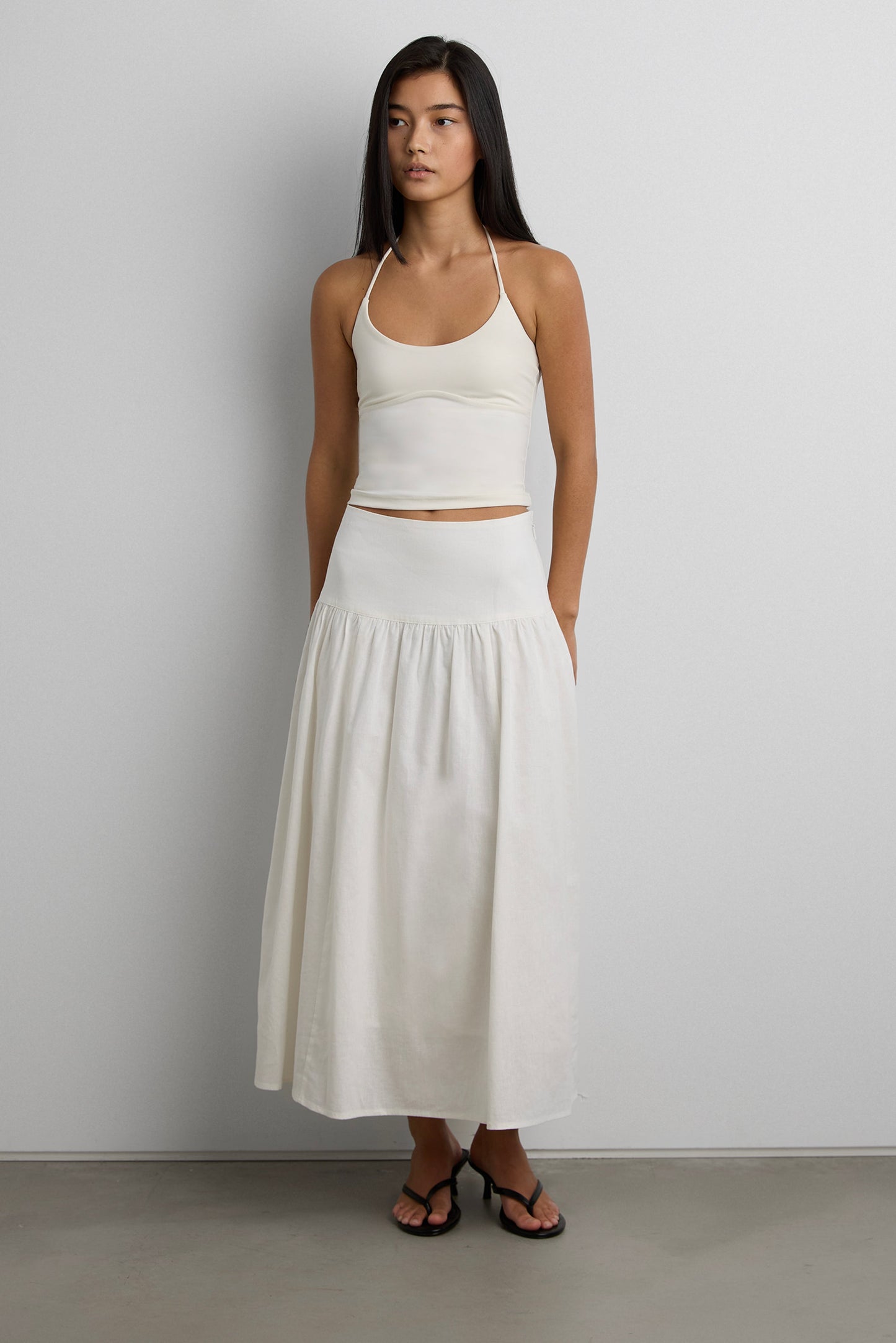 LINEN MIDI SKIRT