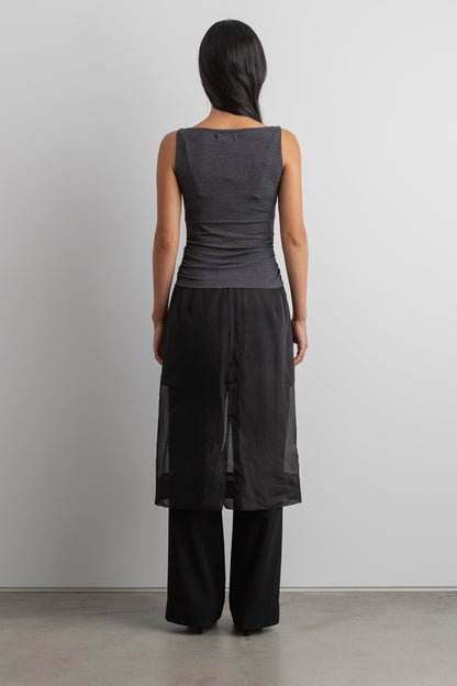 SHEER ORGANZA MIDI SKIRT