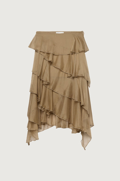 RUFFLED ASYMMETRICAL MAXI SKIRT